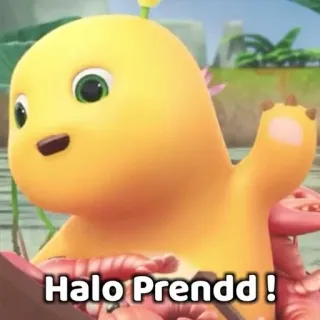 😇 Halo Prendd ! dinosaurier, cartoon, gelb, halo, prendd, gruß telegram sticker