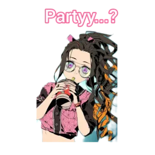 🥳 Partyy...? Anime Mädchen, Trinken, Party, Cartoon, Süß, Spaß telegram sticker