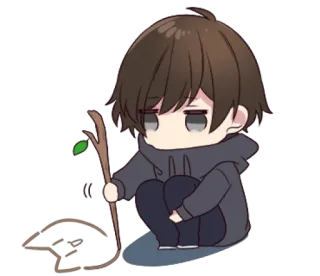 😔 Anime, Mangá, Menino, Triste, Chibi, Fofo, Personagem telegram sticker