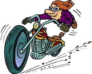 😏 moto, motard, dessin animé, véhicule, transport, vitesse whatsapp sticker