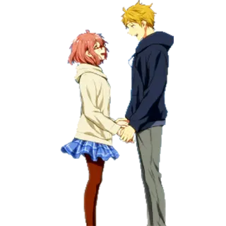 🤗 anime, couple, romance, love, characters, cartoon whatsapp sticker