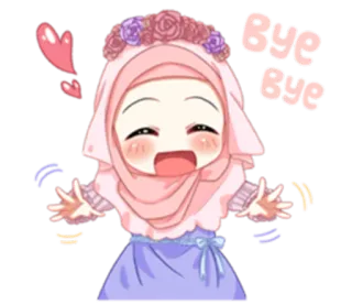🤗 Bye Bye Hidżab, Dziewczyna, Do widzenia, Kawaii, Słodkie telegram sticker