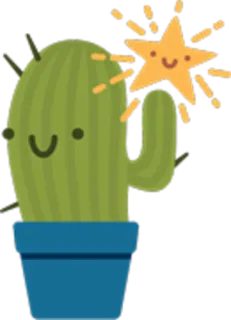 ⭐ cactus, stella, pianta, carino, kawaii, deserto, pianta in vaso, sorridente telegram sticker