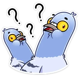 ⁉️ paloma, pájaro, signo de interrogación, confundido, dibujo animado, animal, lindo, gracioso telegram sticker
