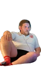 😬 man, sitting, portrait, headphones, socks, england shirt telegram sticker
