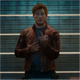 🖕 Star-Lord Guardians of the Galaxy Star-Lord, Chris Pratt, Stinkefinger, beleidigende Geste, Guardians of the Galaxy, Superheld telegram sticker