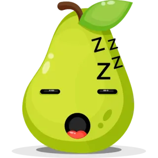 😴 ZZZ 梨, 睡眠, 水果, 卡通, 可爱, 睡觉 telegram sticker