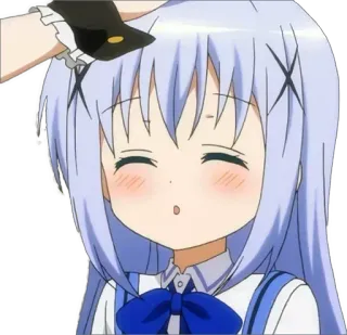 🤗 Anime, Dziewczyna, Słodkie, Poklepywanie po głowie, Chibi telegram sticker