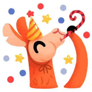 🎉 llama, pesta, perayaan, konfeti, ulang tahun, binatang, kartun telegram sticker