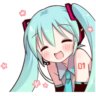 ☺️ Hatsune Miku 01 Anime, Niedlich, Kawaii, Vocaloid, Charakter, Digitale Sänger telegram sticker
