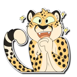 ✨ 치타, 동물, 만화, 반짝이, 행복한 telegram sticker