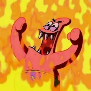 🤬 Patrick Star Spongebob Squarepants แพทริค สตาร์, สพันจ์บ็อบ สแควร์แพนส์, การ์ตูน, ไฟ, โกรธ, มีม telegram sticker