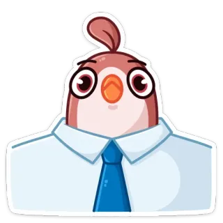 🐦 ptak, kreskówka, biuro, krawat, biznesmen, słodki, śmieszny telegram sticker