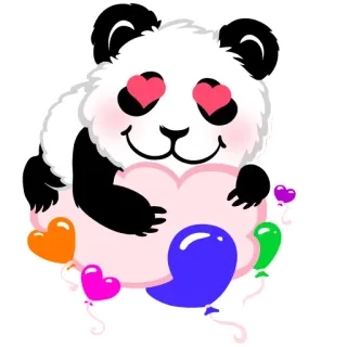 😘 Panda, Miłość, Słodkie, Kawaii, Serce, Balony, Kreskówka telegram sticker