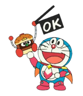 😀 Doraemon OK 漫画, アニメ, ロボット, ハンバーガー, ドラえもん, OK whatsapp sticker
