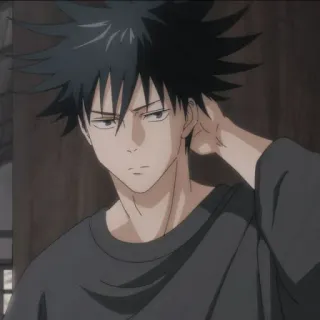 💫 Megumi Fushiguro Jujutsu Kaisen anime, Megumi Fushiguro, Jujutsu Kaisen, character, manga, dark hair, serious telegram sticker