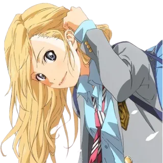😊 Kaori Miyazono Your Lie in April Anime, Personaggio, Ragazza, Kaori Miyazono, Bionda telegram sticker