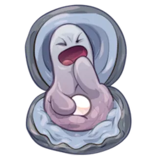 😰 huître, perle, dessin animé, coquillage, personnage telegram sticker