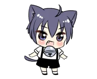 🫐 Anime, Manga, Nekomimi, Chibi, Carino, Kawaii, Campanello telegram sticker