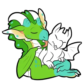 👅 龙, 卡通, 可爱, 亲吻, 幻想, 动物 telegram sticker