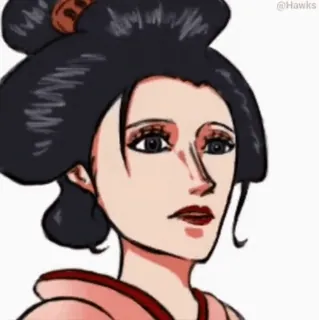 😧 @Hawks mujer, obra de arte, arte digital, retrato telegram sticker