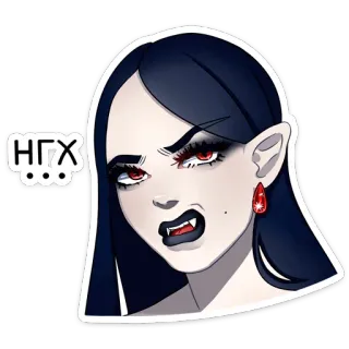 🤬 НГХ вампир, женщина, монстр, клыки, мультфильм, ужасы, стикер, зло whatsapp sticker