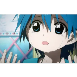 😢 anime, llorando, lágrimas, triste, emoción, animado, pelo azul telegram sticker