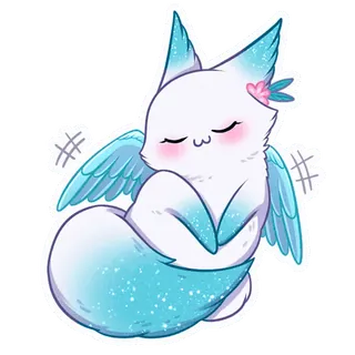 ☺️ fox, wings, cute, animal, kawaii, cartoon, sticker, fantasy telegram sticker