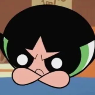 😠 Buttercup The Powerpuff Girls Cartone animato, Arrabbiato/a, Verde, Ragazza telegram sticker
