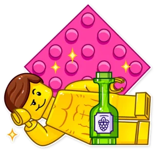 🍾 Lego, wino, cegła, zabawka, figurka, relaks telegram sticker