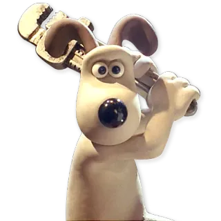 🔧 Gromit Wallace and Gromit dog, wrench, cartoon, claymation, animation telegram sticker
