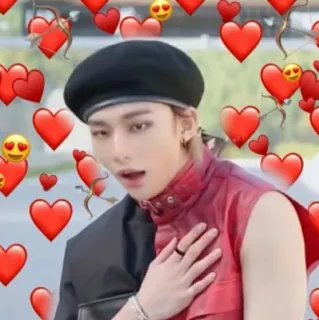 💙 kpop, hyunjin, stray kids, herzen, liebe, idol, koreanisch whatsapp sticker