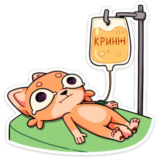 😕 КРИНЖ chat, hôpital, malade, perfusion, goutte-à-goutte, malaise telegram sticker