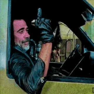 🖕 Negan The Walking Dead неган, ходячие мертвецы, средний палец, оскорбительный, зомби, апокалипсис, грузовик whatsapp sticker