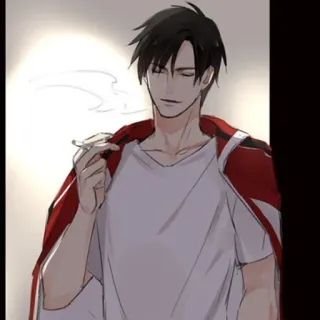 🚬 курение, сигарета, мужчина, в стиле аниме telegram sticker