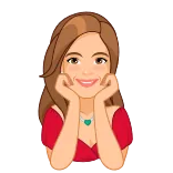 😊 dessin animé, femme, souriante, cœur, portrait, collier telegram sticker
