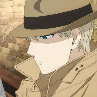 🕵‍♂ Loid Forger Spy x Family Anime, Spion, Hut, Trenchcoat, Seitenprofil, Blond telegram sticker