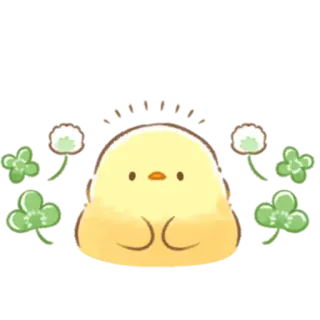 🙂 цыпленок, птица, кавайи, милый, трилистник, клевер, мультфильм telegram sticker