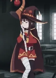 ✨ Megumin Konosuba Anime, Mago, Bastón, Magia, Kawaii, Lindo, Chica telegram sticker