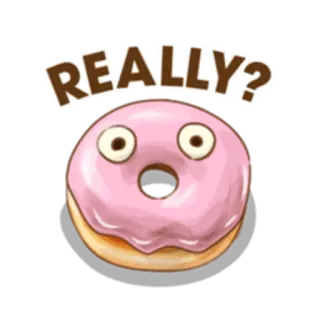 🍩 REALLY? donut, domanda, sorpreso, rosa, cibo, dolce whatsapp sticker