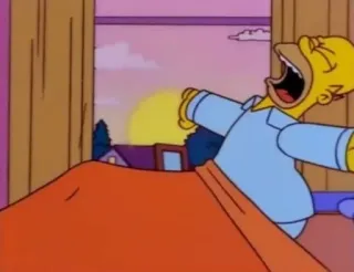 🥱 Homer Simpson The Simpsons Гомер Симпсон, Мультфильм, Пробуждение, Кровать, Зевок, Восход whatsapp sticker