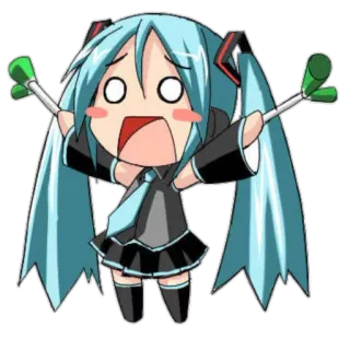 😆 Hatsune Miku 애니메이션, 만화, 보컬로이드, 하츠네 미쿠, 카와이, 귀여운 whatsapp sticker