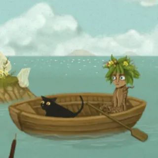 🚤 보트, 고양이, 자연, 나무 인간 telegram sticker