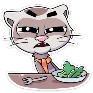 🌽 kat, salade, eten, dier, cartoon telegram sticker
