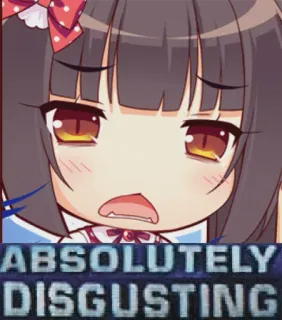 🤢 ABSOLUTELY DISGUSTING anime, disgusted, meme, text telegram sticker