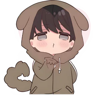 😘 Chibi, Słodki, Kreskówka, Bluza z kapturem dla psa, Styl anime whatsapp sticker