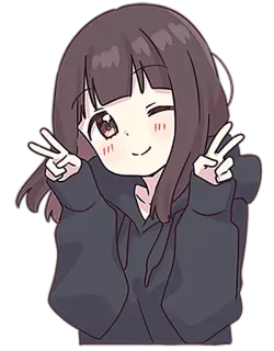 😉 anime, girl, peace sign, kawaii, cute telegram sticker