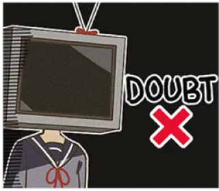 🙁 Doubt doute, question, tête télé, animé, uniforme scolaire whatsapp sticker