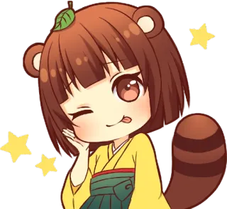 😜 Anime, Fofo, Tanuki, Animal, Kawaii, Estrelas telegram sticker