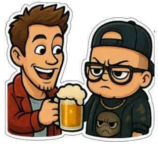 🍺 Cartoon, Bier, Trinken, Freundschaft, Lustig, Illustration telegram sticker